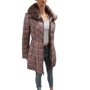 Kenneth Cole Women's Quilted Puffer Coat with Faux Fur Collar